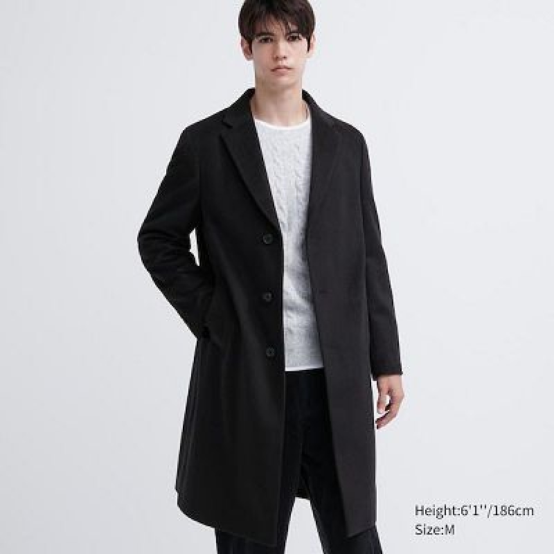 Abrigos Uniqlo Lana Cashmere Chesterfield Hombre Negras | 906432_PE