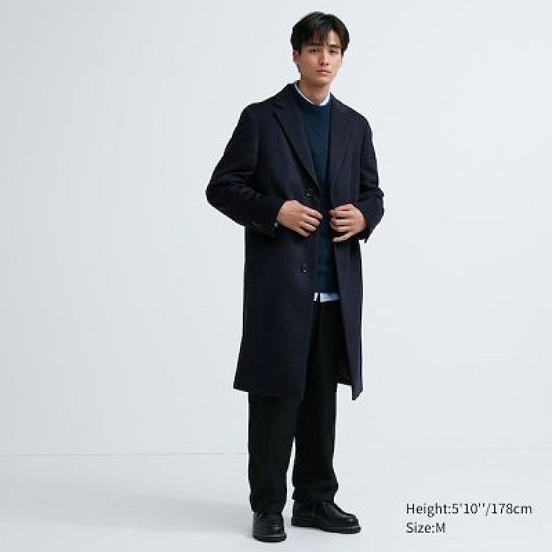 Abrigos Uniqlo Lana Cashmere Chesterfield Hombre Azul Marino | 169408_PE