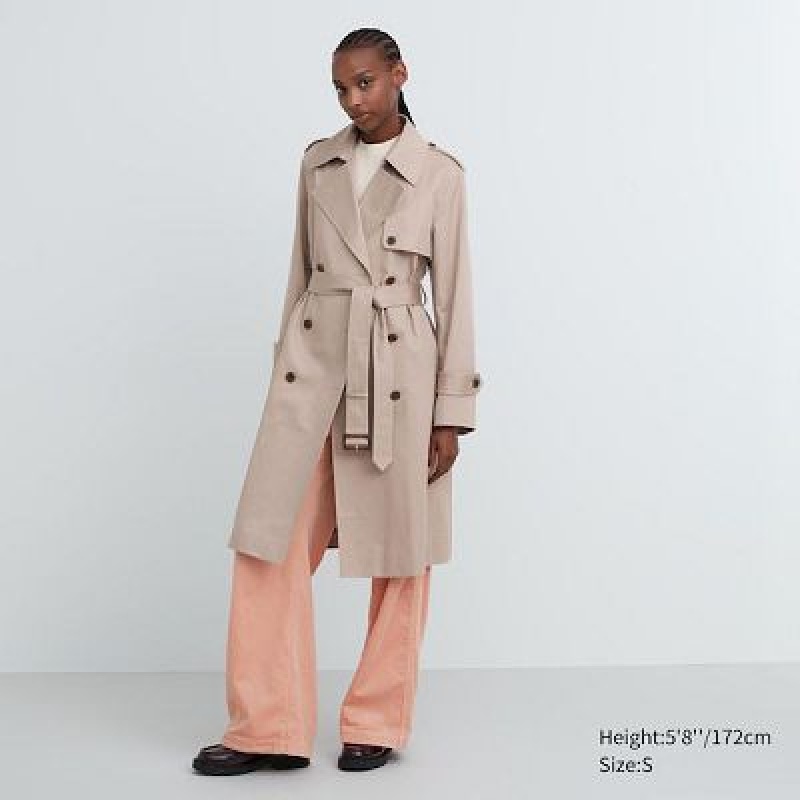 Abrigos Uniqlo Trench Mujer Beige | 362794_PE