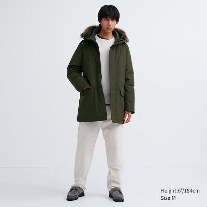 Abrigos Uniqlo Ultra Warm Híbrido Down Hombre Verde Oliva | 976241_PE