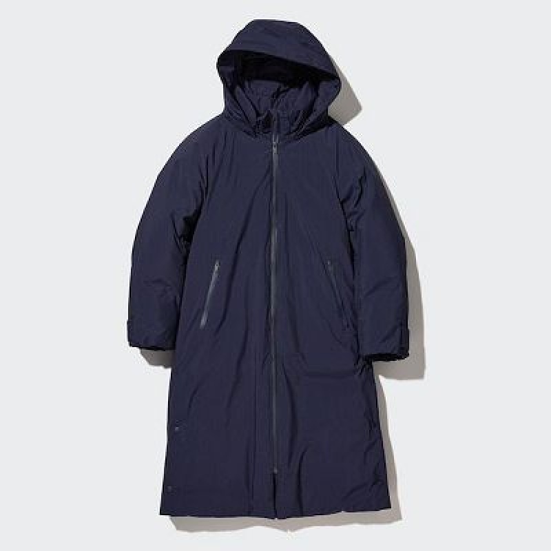 Abrigos Uniqlo Ultra Warm Híbrido Down Long Mujer Azul Marino | 640923_PE