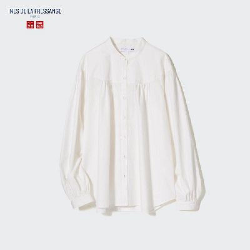 Blouse Uniqlo Volume Long Sleeve Mujer Azul Marino | 932406_PE