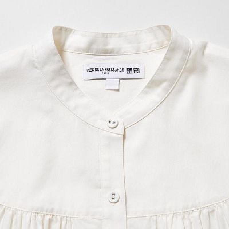 Blouse Uniqlo Volume Long Sleeve Mujer Blancas | 257103_PE