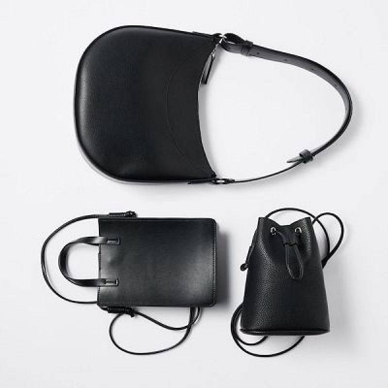 Bolsas Uniqlo Faux-Cuero One Handle Mujer Negras | 529836_PE