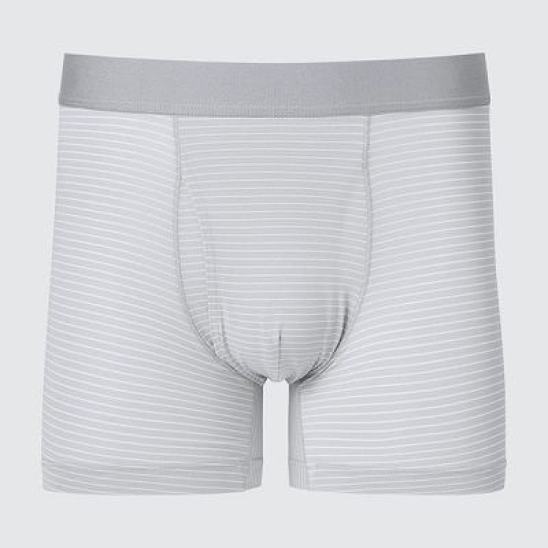 Bragas Uniqlo AIRism A Rayas Boxer Hombre Gris | 926481_PE