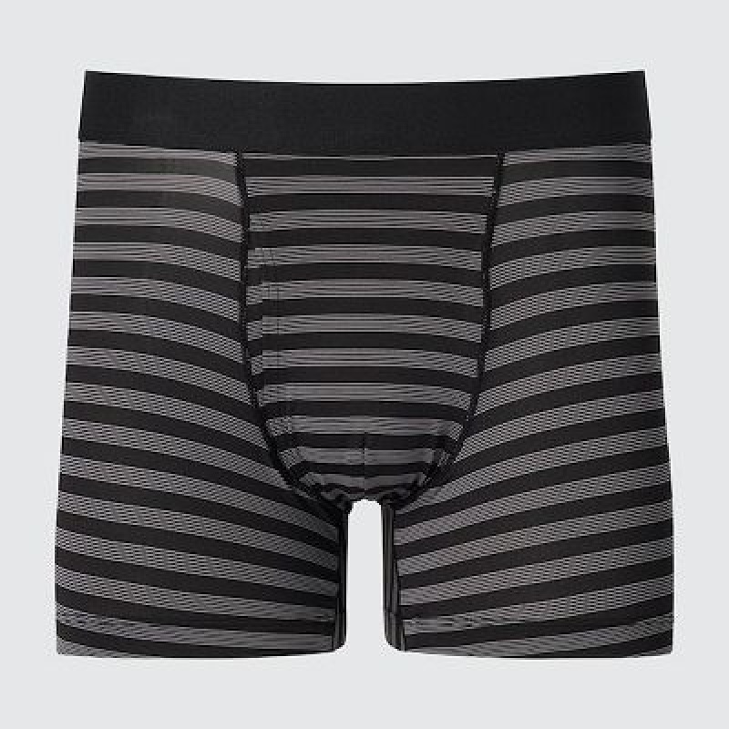 Bragas Uniqlo AIRism A Rayas Boxer Hombre Negras | 861045_PE