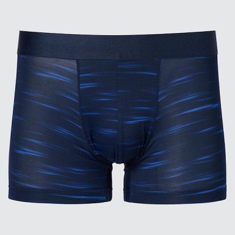 Bragas Uniqlo AIRism Low-Rise Printed Boxer Hombre Azul Marino | 103254_PE