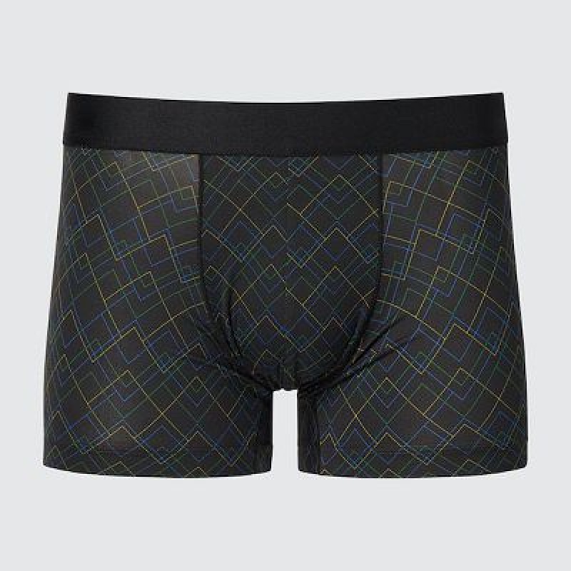 Bragas Uniqlo AIRism Low-Rise Printed Boxer Hombre Negras | 45182_PE