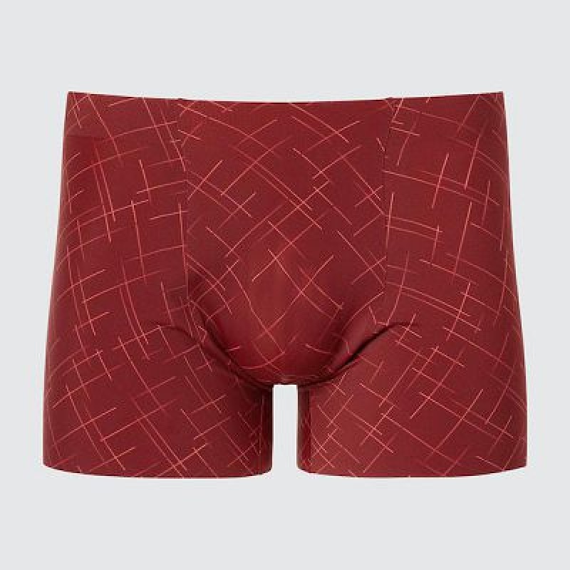 Bragas Uniqlo AIRism Seamless Printed Boxer Hombre Rojas | 297684_PE