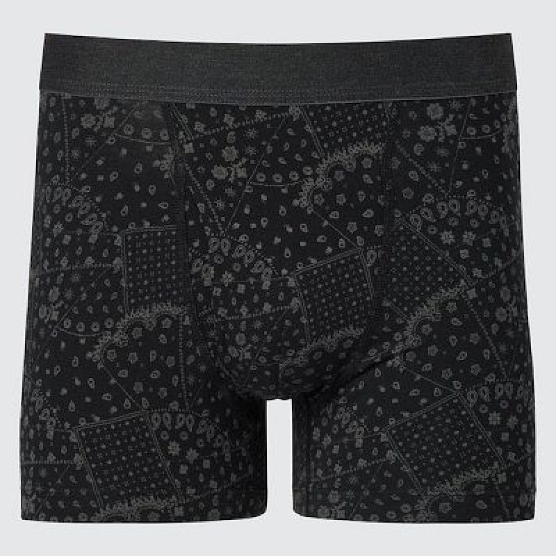 Bragas Uniqlo Cotton Patchwork Boxer Hombre Negras | 654178_PE