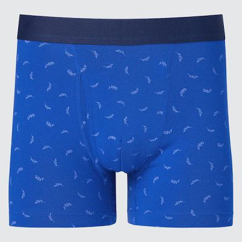 Bragas Uniqlo Cotton Printed Boxer Hombre Azules | 741269_PE