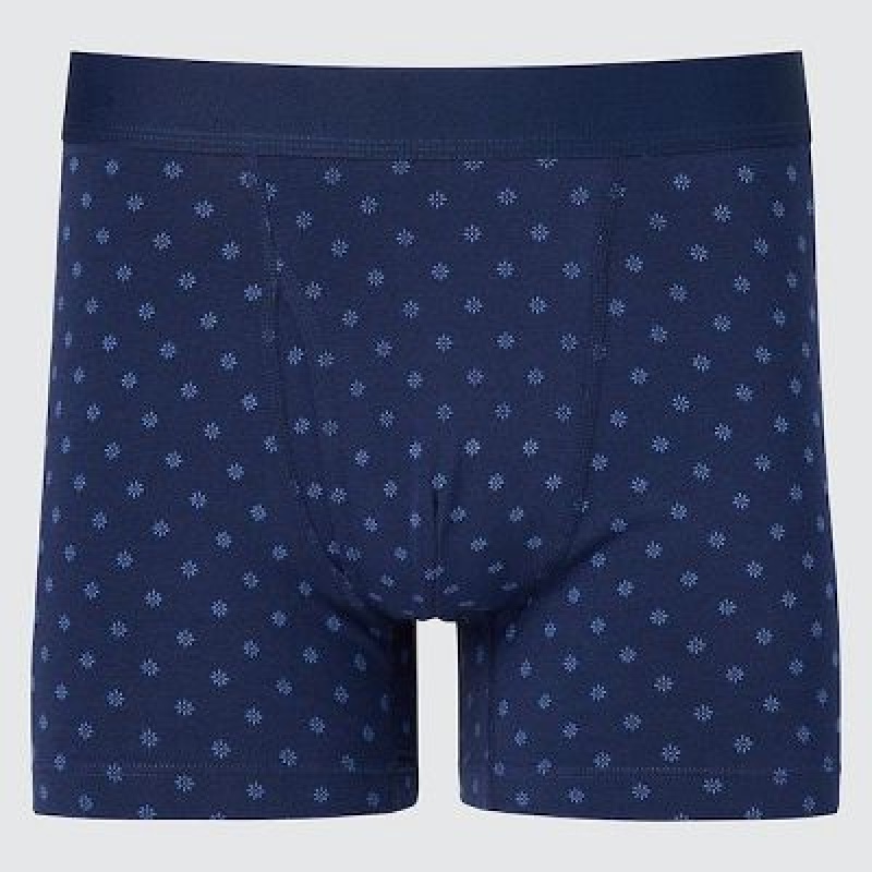 Bragas Uniqlo Cotton Printed Boxer Hombre Azul Marino | 415679_PE