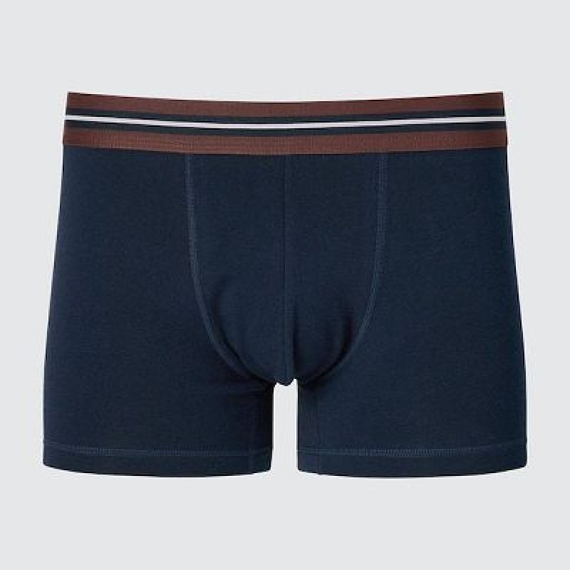 Bragas Uniqlo Low-Rise Cotton A Rayas Boxer Hombre Azul Marino | 607891_PE