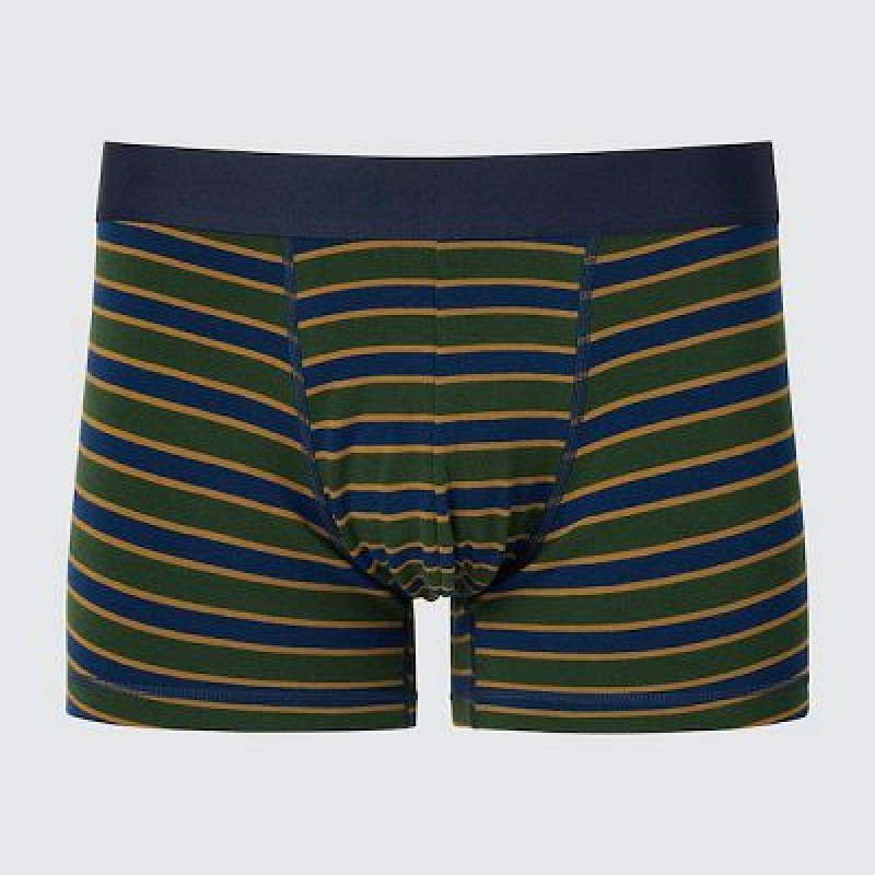 Bragas Uniqlo Low-Rise Cotton A Rayas Boxer Hombre Verde | 398642_PE