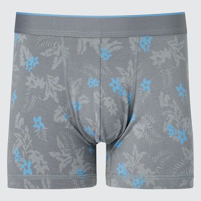 Bragas Uniqlo Low-Rise Cotton Printed Boxer Hombre Gris | 372640_PE