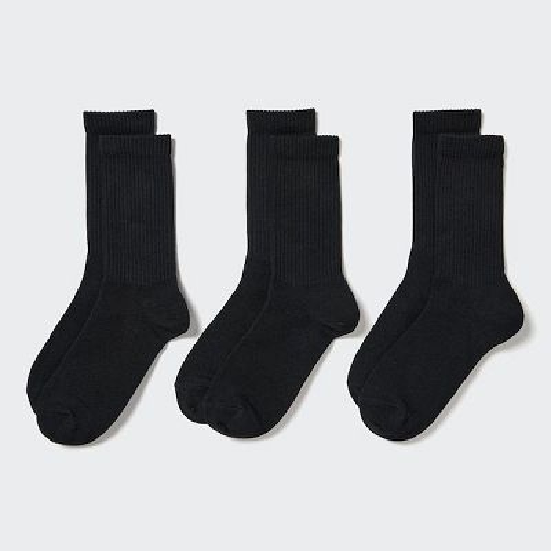 Calcetines Uniqlo 3 Pack (Acanalado) Mujer Negras | 439152_PE