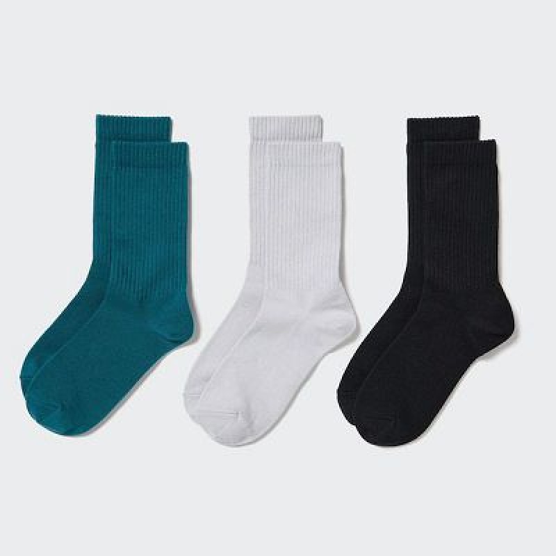 Calcetines Uniqlo 3 Pack (Acanalado) Mujer Verde | 918276_PE