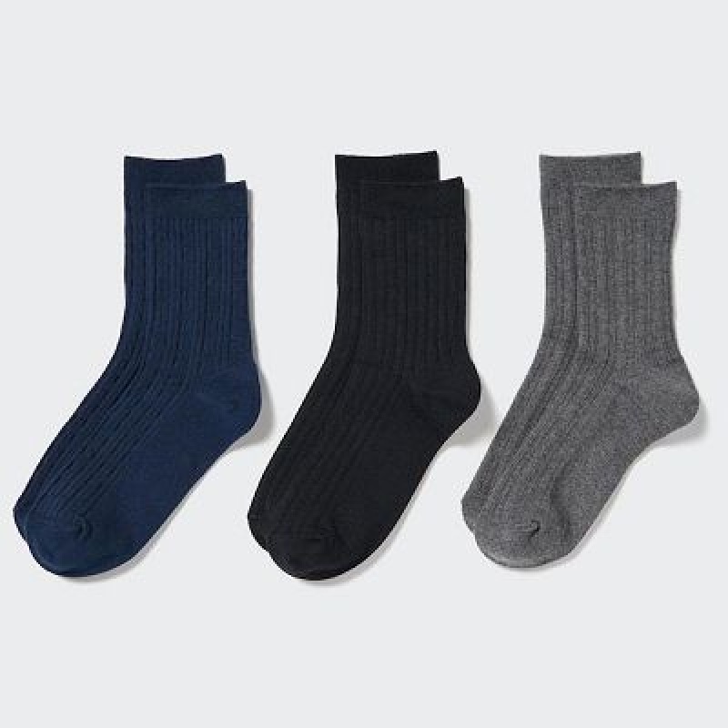 Calcetines Uniqlo 3 Pairs Mujer Azul Marino | 864317_PE