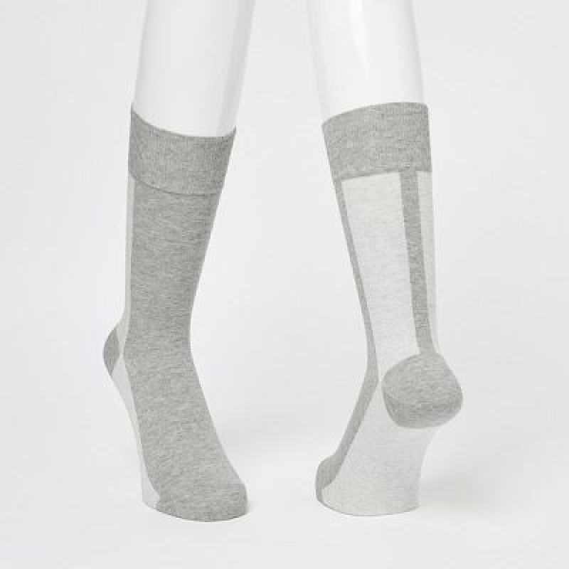 Calcetines Uniqlo A Rayas Hombre Gris | 910567_PE