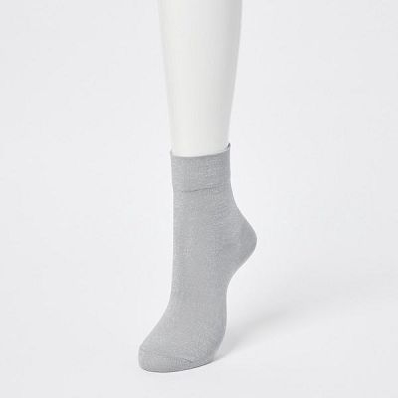 Calcetines Uniqlo Crew Glitter (3 Pairs) Mujer Gris | 197840_PE