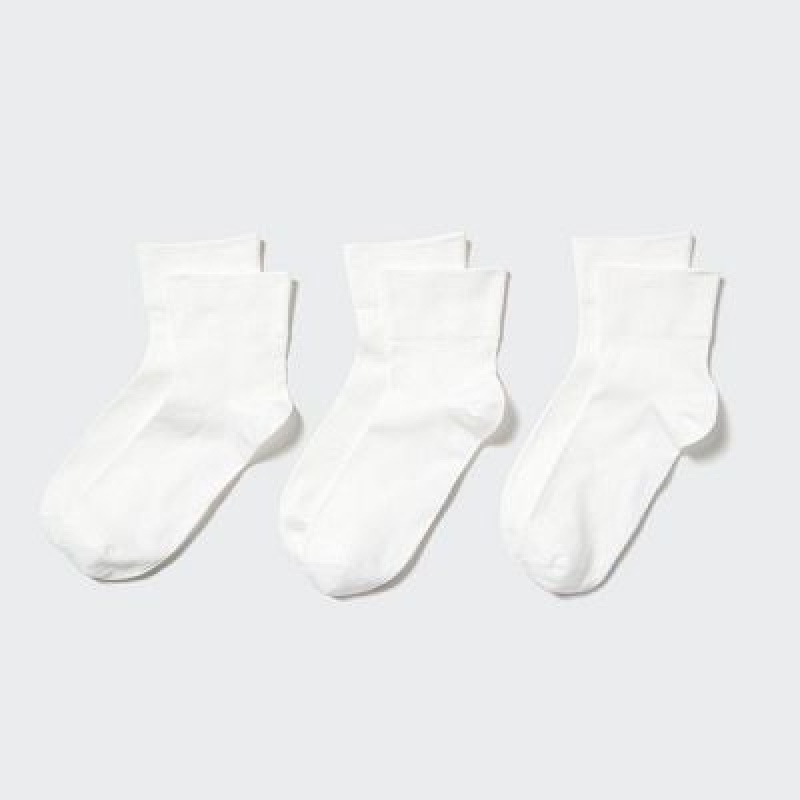 Calcetines Uniqlo Crew Tapered (3 Pairs) Mujer Blancas | 41623_PE