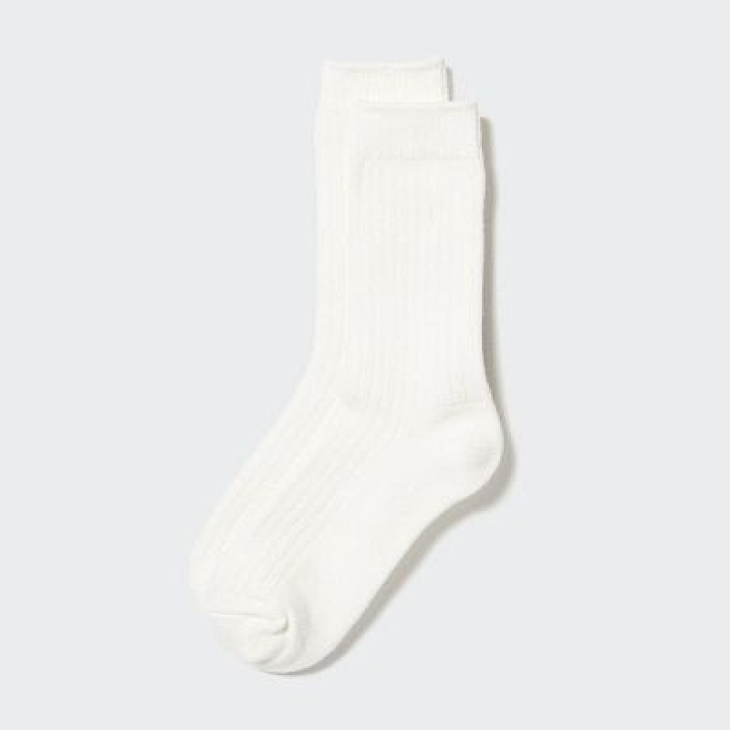 Calcetines Uniqlo HEATTECH Acanalado Mujer Blancas | 714930_PE