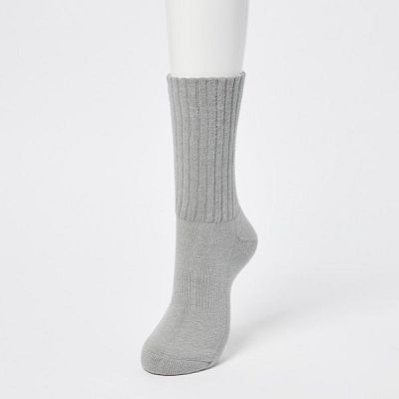 Calcetines Uniqlo HEATTECH Acanalado Pile Mujer Gris | 839570_PE