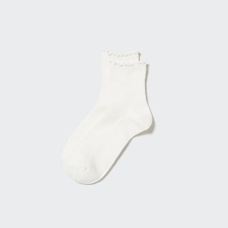 Calcetines Uniqlo HEATTECH Crew Mellow Mujer Blancas | 456137_PE