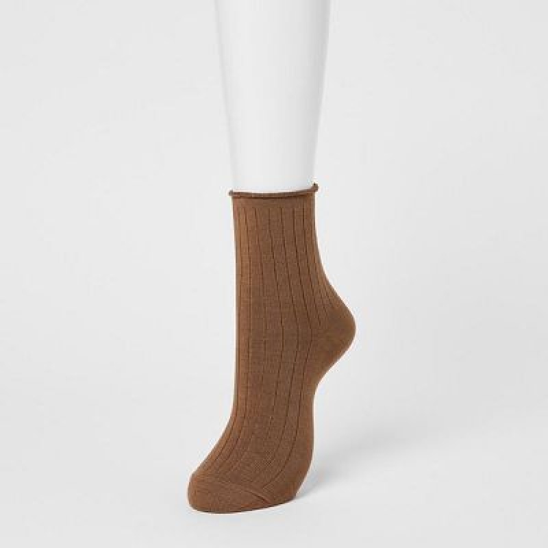 Calcetines Uniqlo HEATTECH Crew Mujer Marrones | 314927_PE