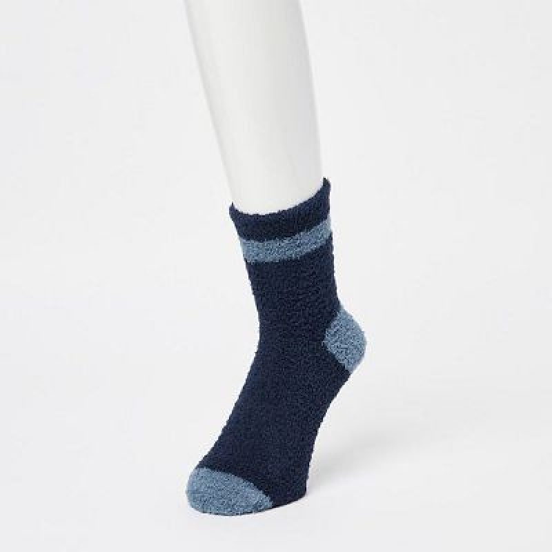 Calcetines Uniqlo HEATTECH Fluffy-Lined Half Hombre Azules | 796158_PE