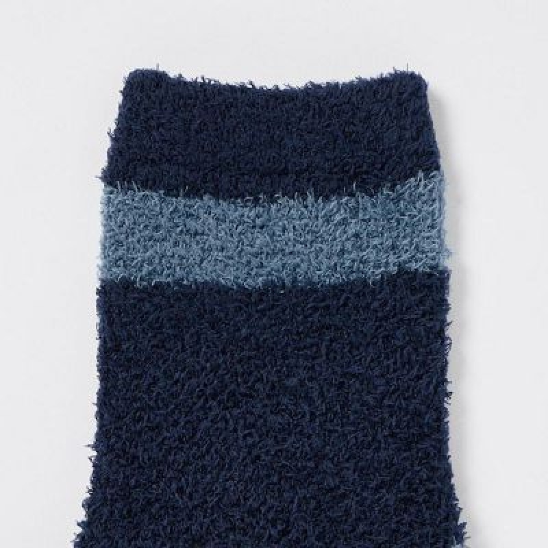 Calcetines Uniqlo HEATTECH Fluffy-Lined Half Hombre Azules | 796158_PE