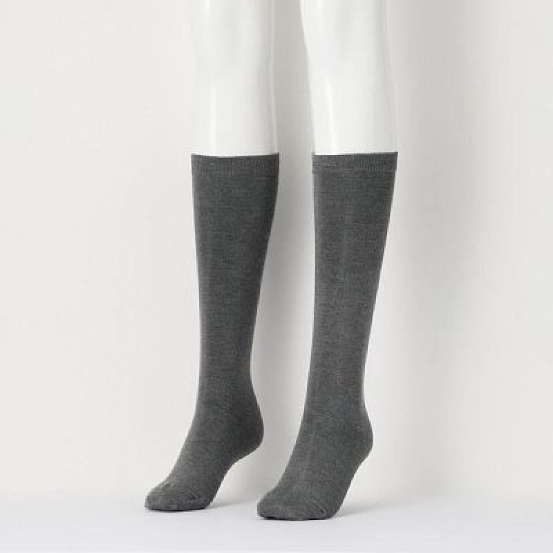 Calcetines Uniqlo HEATTECH Knee High Mujer Gris | 416285_PE