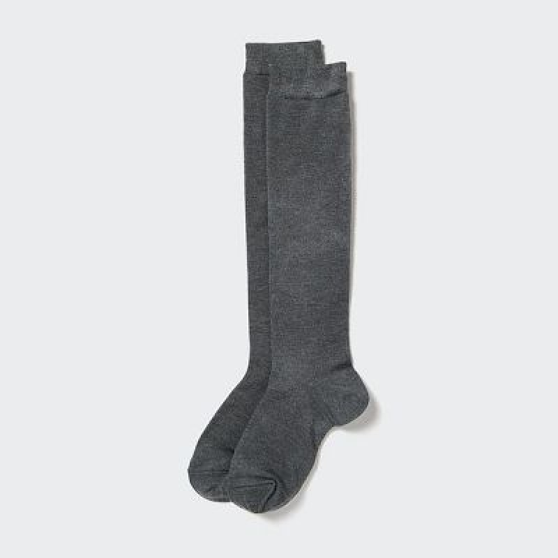 Calcetines Uniqlo HEATTECH Knee High Mujer Gris | 416285_PE