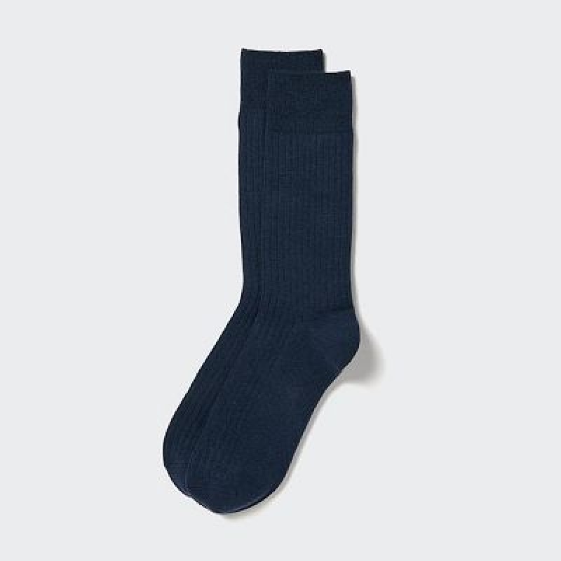 Calcetines Uniqlo HEATTECH Wide Acanalado Hombre Azul Marino | 763821_PE