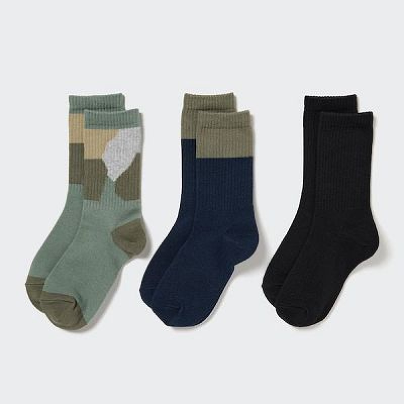 Calcetines Uniqlo Regular 3 Pack Niños Verde Oliva | 981065_PE