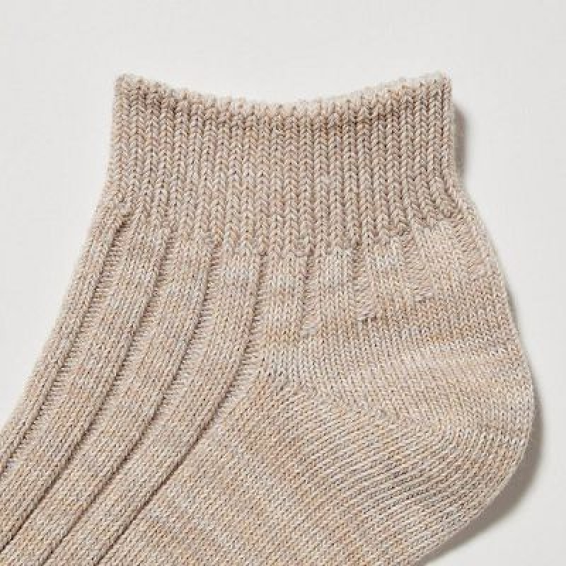 Calcetines Uniqlo Short 3 Pack Mujer Beige | 954037_PE