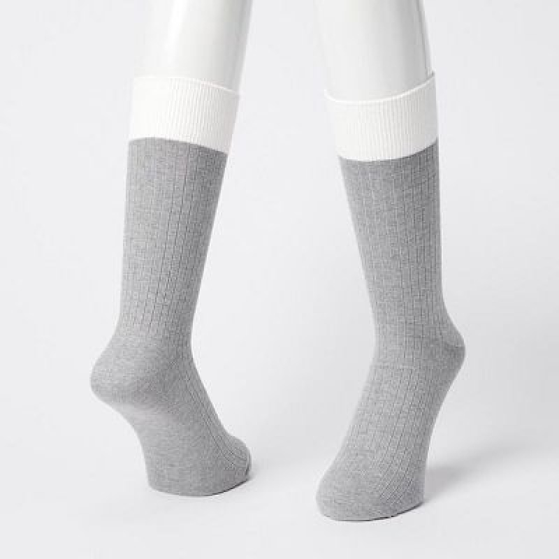 Calcetines Uniqlo Silket Acanalado Hombre Gris | 895260_PE