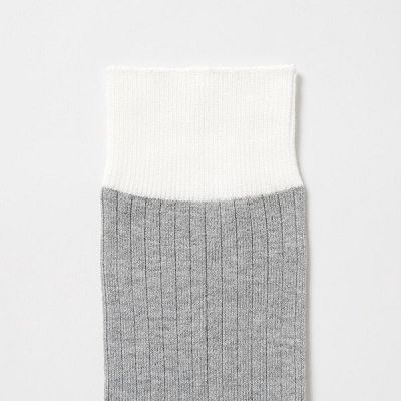 Calcetines Uniqlo Silket Acanalado Hombre Gris | 895260_PE