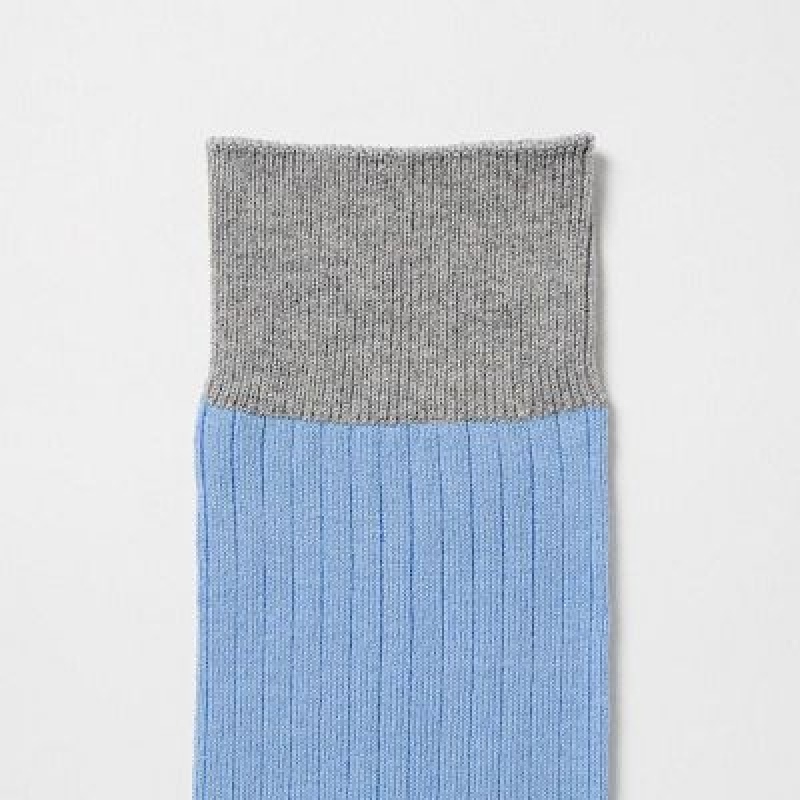 Calcetines Uniqlo Silket Acanalado Hombre Azules | 592086_PE