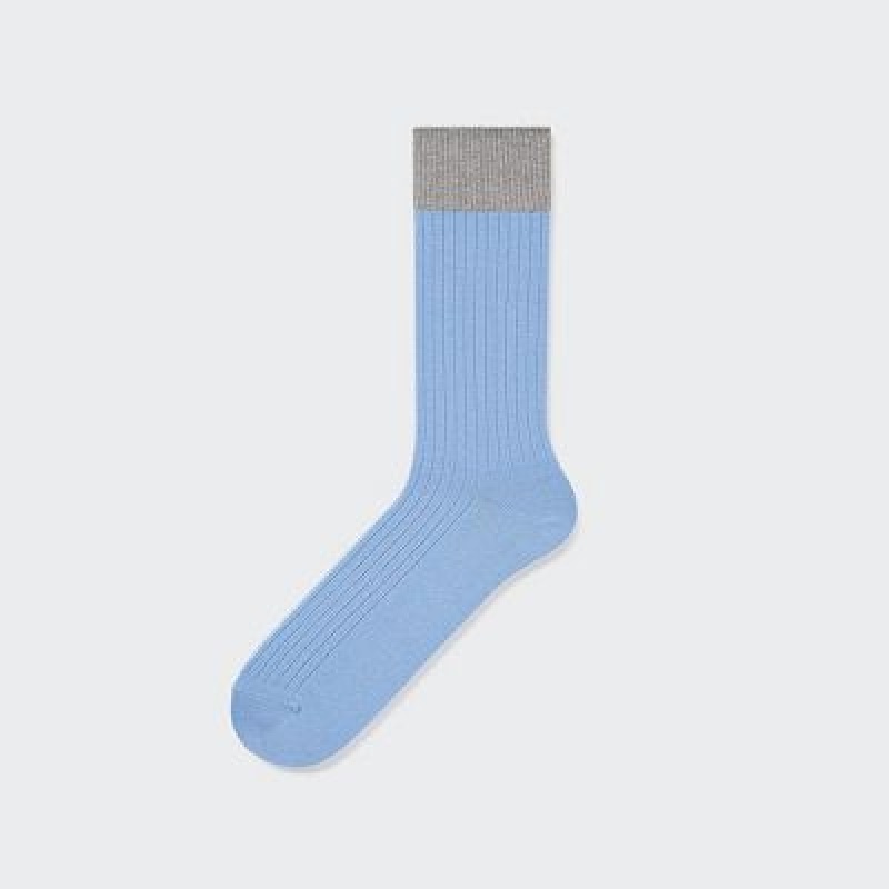 Calcetines Uniqlo Silket Acanalado Hombre Azules | 592086_PE