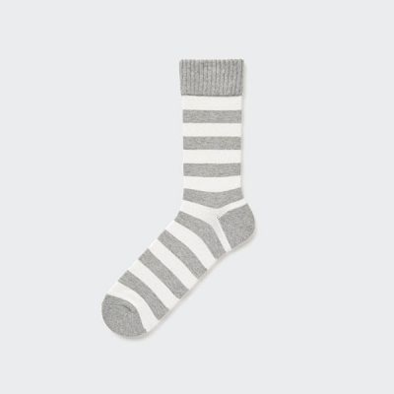 Calcetines Uniqlo Soft Pile A Rayas Hombre Gris | 815024_PE