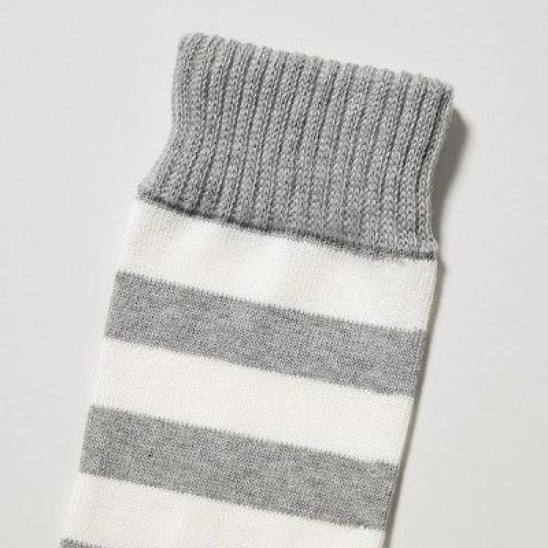 Calcetines Uniqlo Soft Pile A Rayas Hombre Gris | 815024_PE