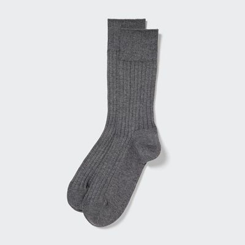 Calcetines Uniqlo Supima® Cotton Wide Acanalado Hombre Gris | 412538_PE