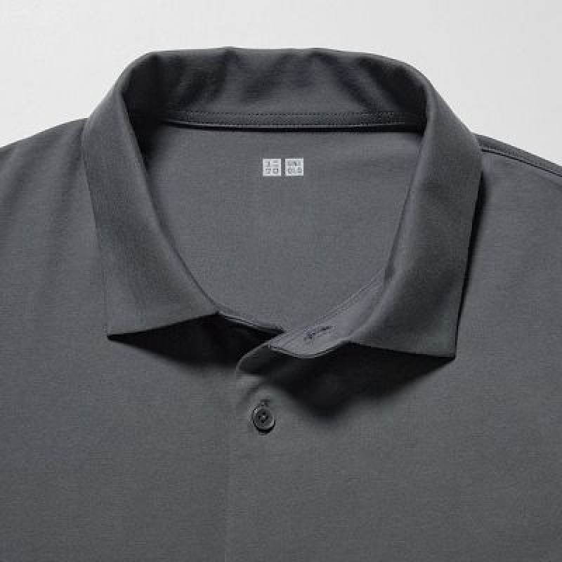 Camisa Polo Uniqlo AIRism Full Open Short-Sleeve Hombre Gris | 145387_PE