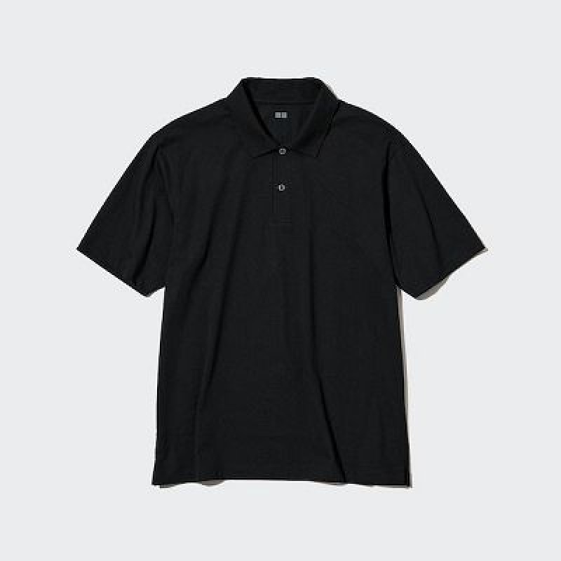 Camisa Polo Uniqlo AIRism Regular Collar Hombre Negras | 647219_PE