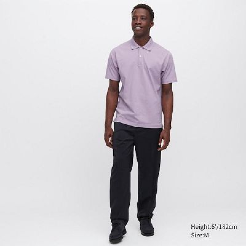 Camisa Polo Uniqlo AIRism Regular Collar Hombre Moradas | 942085_PE