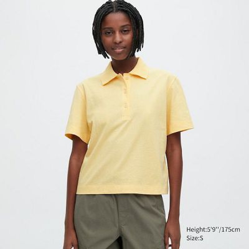 Camisa Polo Uniqlo Cropped Relaxed Short-Sleeve Mujer Amarillo | 786520_PE