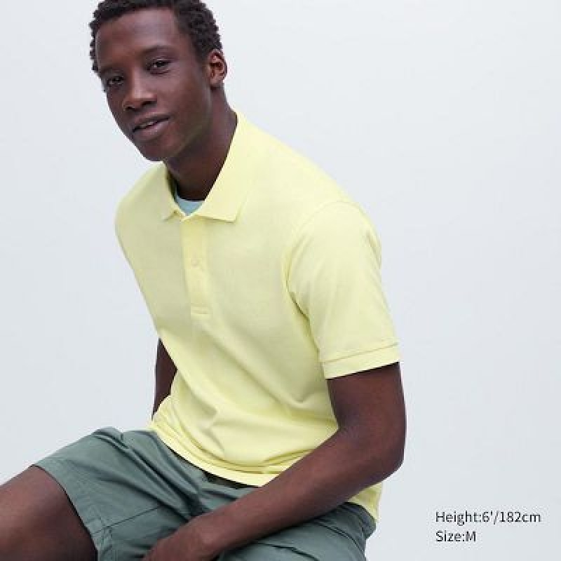 Camisa Polo Uniqlo Dry Pique Short-Sleeve Hombre Amarillo | 95416_PE