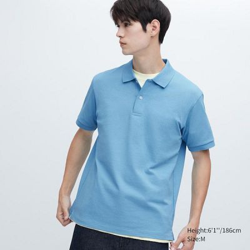 Camisa Polo Uniqlo Dry Pique Short-Sleeve Mujer Azules | 415837_PE