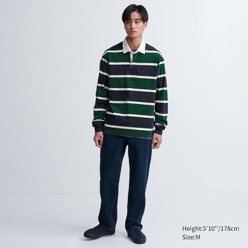 Camisa Polo Uniqlo Rugger Long-Sleeve Hombre Verde | 498376_PE